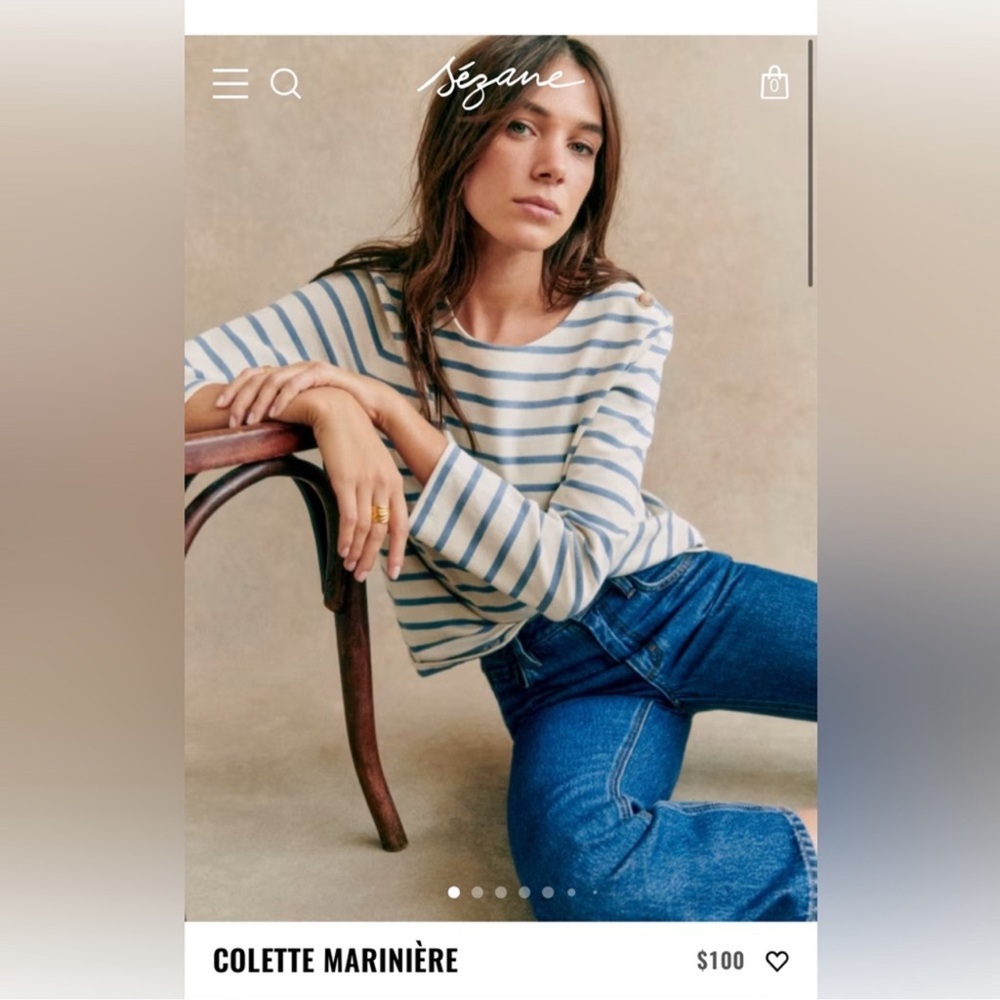 Sézane Colette Mariniere - Blue and White Striped Top